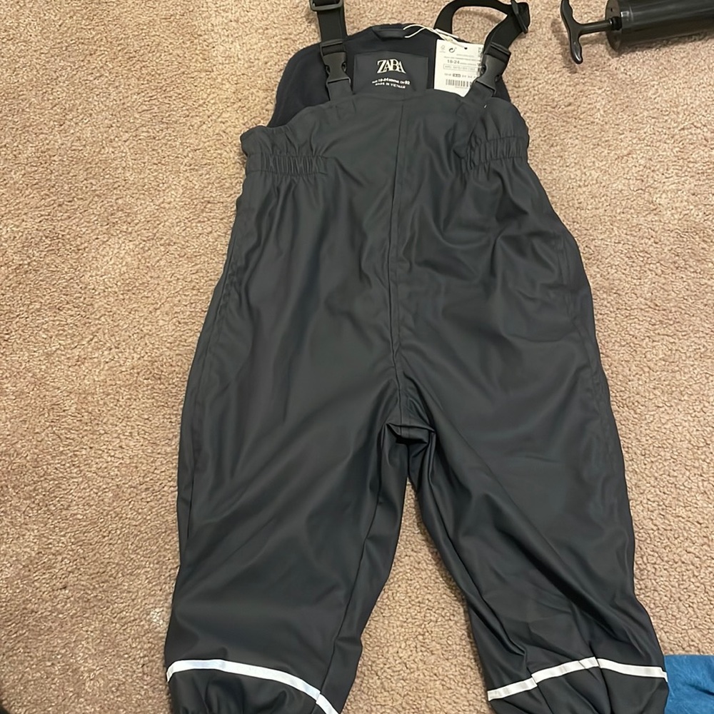 Zara polar fleece lined rubberized overalls